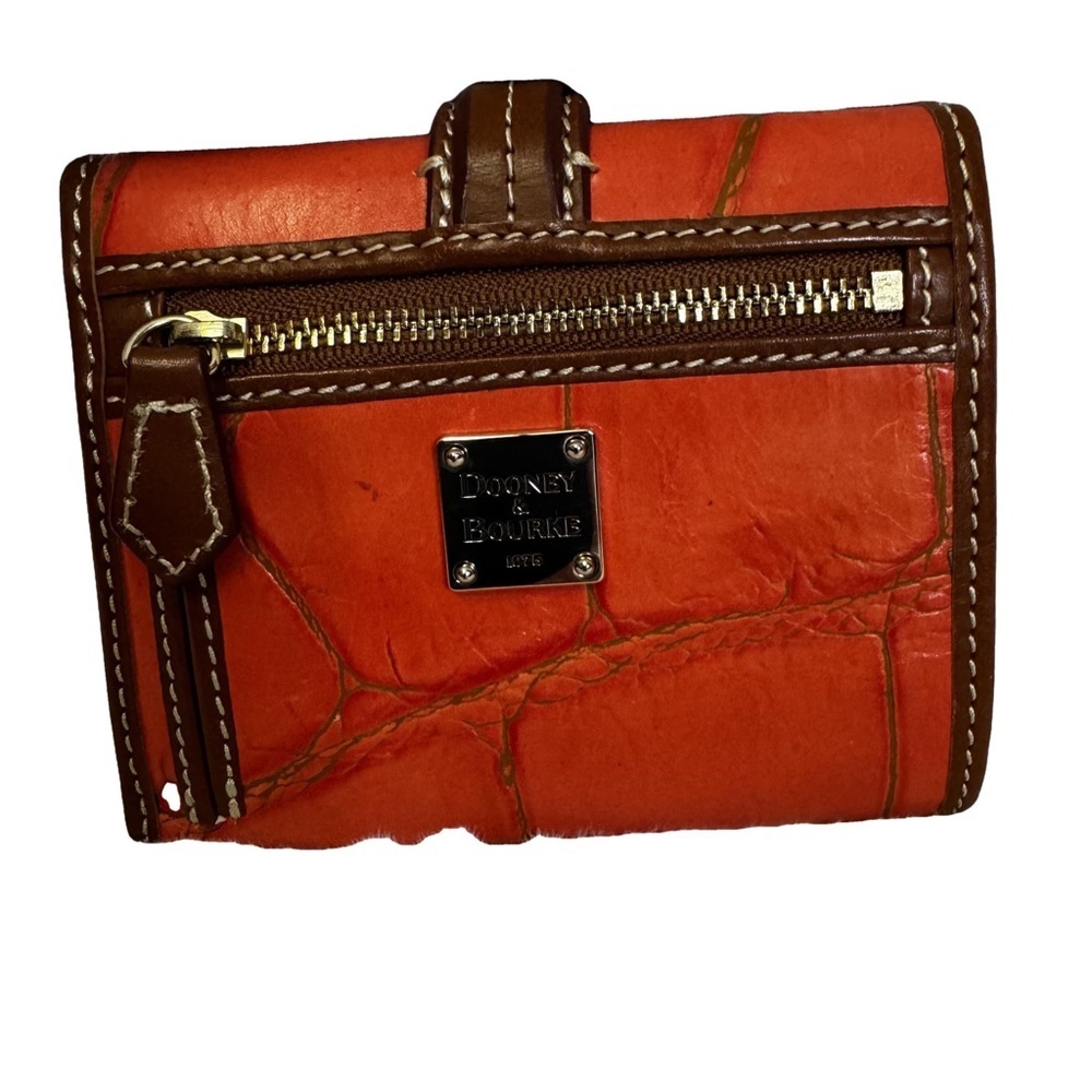 Dooney & Bourke Alto Collection Orange Leather Wallet Croc Embossed Vintage NWOT - Picture 13 of 13